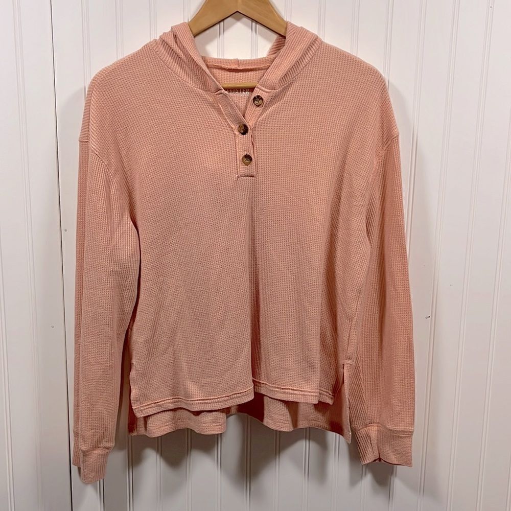 Hollister waffle knit hooded pullover top